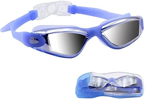 IWAMEE Swimming Goggles Soft Silicone Swim Goggles No Leaking Anti Fog UV Protection with FREE Protective Case for Adult Men Women Youth Kids Child