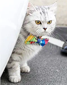A+a Pets' Soft Skin Friendly Cat and Puppy Neck Collar with Bow-Tie and Bell Chime Colourful Waterproof Everyday Wear (Multicolour, Small)