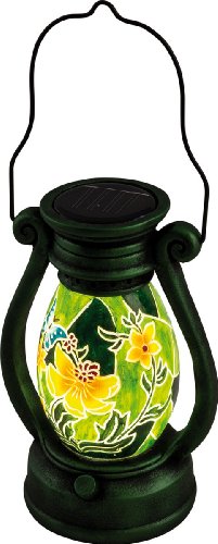 insatech Solar LED Laterne Windlicht Solarleuchte mit Blumenmuster grün - 3
