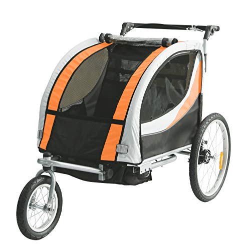 Tiggo Jogger Remorque à Vélo 2 en 1, pour Enfants + Amortisseur 902-D03 JBT03N - Orange-Noir