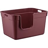 Pribor Y&uuml;ksek Kenarlı Yarı A&ccedil;ık Kedi Tuvaleti, Geniş, Pratik Ve Kolay Temizlenebilir 54 x 40 x 32 cm (Bordo)