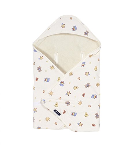 Preisvergleich Produktbild Alvi Baby Reisedecke Exclusiv / Baby Einschlagdecke 80 cm x 80 cm / Babydecke mit integrierter Mütze / Babyhörnchen aus Baumwolle & atmungsaktiv / passt für jede Babyschale, Design:Hampelmann beige