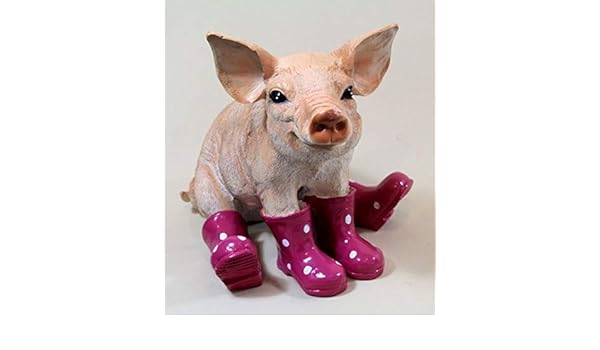 Colourliving Schwein Figur Mit Gummistiefeln Gartendeko Sau Figur Gartenfigur Dekofigur Tierfigur Lustige Gartendekoration Ferkel Brombeer