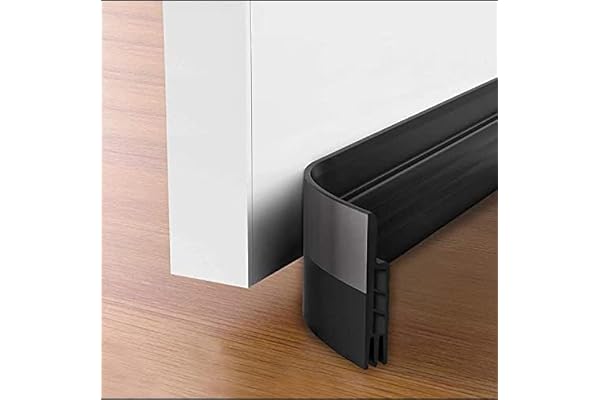Calfeutrer Bas de Porte, Bande d'Etanchéité en Silicone Souple Isolant Phonique Thermique Bande d'étanchéité Anti Bruit Poussière Stop à l'air Froid Anti Souris (Noir, 200 X 5 CM)
