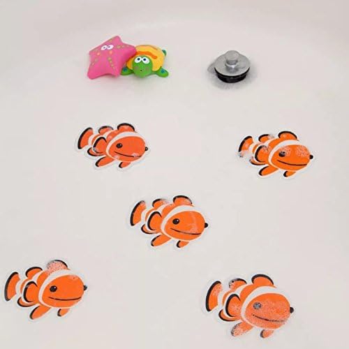 High Quality Non Slip Stickers modern fun stylish alternative bath shower mat strong textured stick on Non Anti Slip safety treads for family Toddler child kids baby (5x Nemo fish)