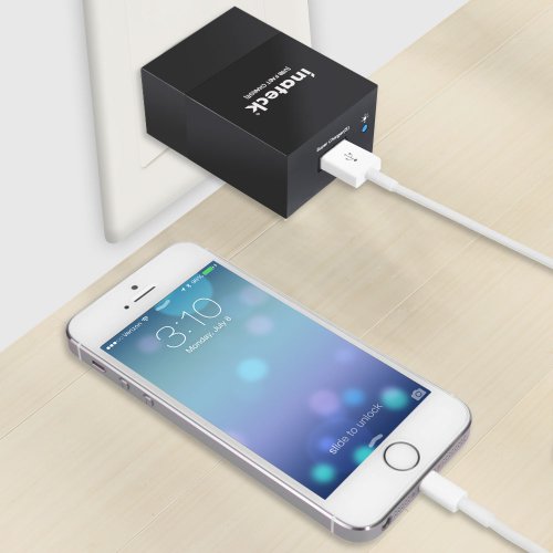 Inateck® 12W 5V 2.4A 1-Port USB Ladegerät Ladeadapter mit USB-Ladestecker intelligenter Ladekreis für IPAD Iphone & Android Smartphones, Tablets und andere USB-ladende Geräte EU-Stecker – Schwarz - 6