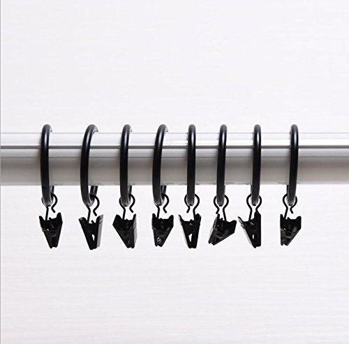 Musuntas 30 Stk. 35mm Durchmesser Mehrzweck Vorhang Clip Gardinenstange Gardinenringe Vorhangringe mit Clips–schwarz - 5