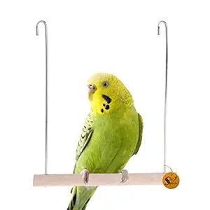 Sage Square Playful Natural Wood Perch Swing Toy Cage Hanging Platform, Climbing, Exercise Perch for Birds (Small) (Pack of 2)