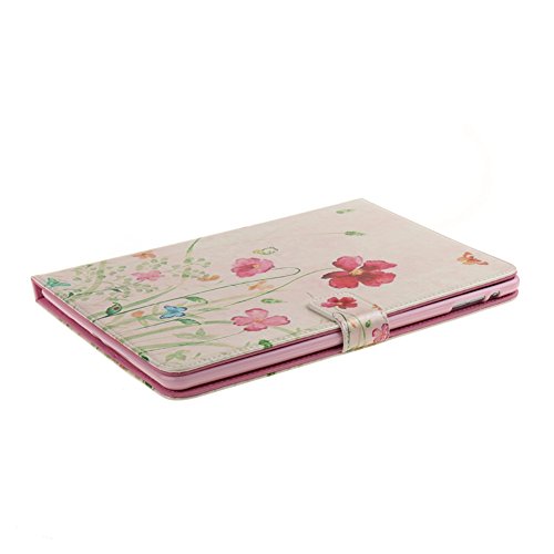 TOCASO Pink Schutzhülle für iPad Air Hülle Blume Muster Flip Cover Case Book Soft PU Leder Bunt Painted Tasche Scratch Resistance Ledertasche Etui Rückseite Backcover mit Stand Function Magnetverschluss für iPad Air (the 5th Generation) (Spring Flowers) - 3