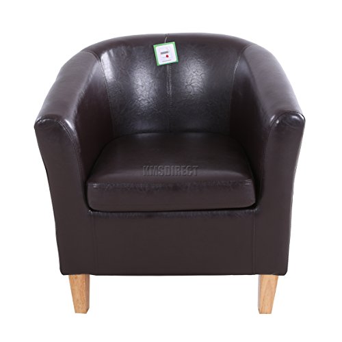 FoxHunter Faux Leather Tub Chair Armchair Dining Living Room Lounge Office Modern Furniture Brown New