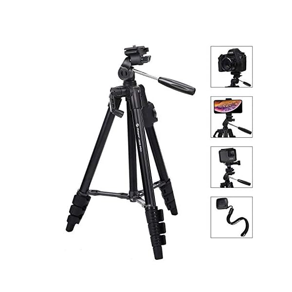 Fotopro Trípode Cámara 150 cm, Trípode de Aluminio para iPhone, Tripodes de Teléfono, Trípode Portátil, Soporte de la…