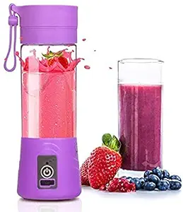KENASHA 4 Blades Portable USB Electric Blender Juicer Cup Plastic Fruit Juicer Grinder Juice Blender Fruit Juicer Bottle (Sending Assorted Color)