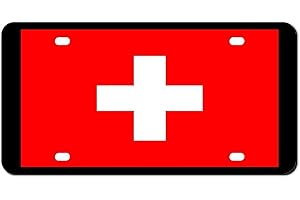 Higoss Marco de matrícula de la bandera de Suiza, placa de matrícula de metal de aluminio frontal, etiqueta de automóvil para automóvil, marco decorativo de la cubierta de la placa de matrícula de 6