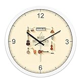 San Tai@Kreativ Musikinstrumente stumm Wanduhr Wand Diagrammen nach Hause Musik Klassenzimmer Persönlichkeit Uhren Quarz-Tabelle 14inch