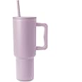 LuminLi Modern 40 oz Tumbler with Handle and Straw Lid | Insulated Cup Reusable Stainless Steel Water Bottle Travel Mug Cupholder Friendly | Gifts for Women Him Her (Lavender Mist, 40 OZ)