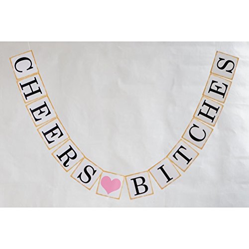 PIXNOR Girlanden Banner Girlande für Junggesellinnenabschied Dekoration Foto Prop – Cheers Bitches - 5
