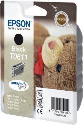 1x Original Druckerpatrone - Ersatz für T0611 - Schwarz - Epson Stylus CX3800 CX3810 CX4200 CX4800 CX5800f CX7800 D68 Photo Edition D68PE D88 Plus D88PE DX3800 DX3850 DX4200 DX4250 DX4800 DX4850