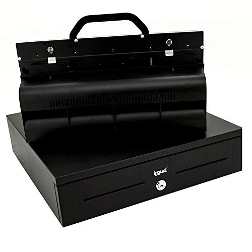 iggual - Iron-2 | Cajon Portamonedas RJ11 Negro con 5 Compartimentos de Billetes y 8 Compartimentos de Monedas con Compartimento transportable