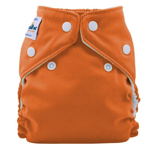 FuzziBunz® Perfect Size Pocket Nappy in Kumquat, with microfibre insert, popper fastening, x-small (newborn: 4-12lbs)