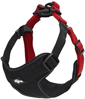 fiE FIT INTO EVERYWAY Protective Range Of Front Side No-Pull Dog Harness Adjustable Soft Nylon Pet Harness Reflective Outdoor Adventure Dog Walking Vest(Black Red, Size M)