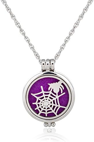 Albeey Aromatherapy Phase Box Necklace Opens Diffuser Necklace (Spider)