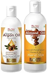 Moroccan Argan Oil 100 ML + Sweet Almond Oil 200 ML (Combo of 2 Bottle) (300 ML)