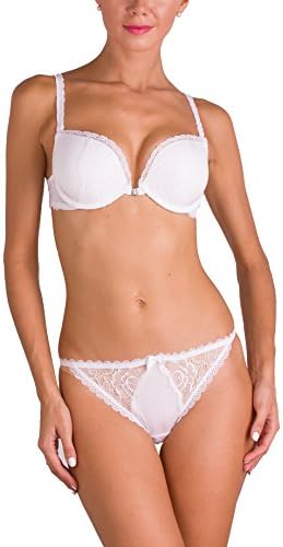 VPC 081 0101 Women Sexy Gel Push Up Bra and Thongs Set Backless Convertible Multi Way Strapless Bra and Knickers Panty Bride Wedding Lingerie Underwear, (80C, White)