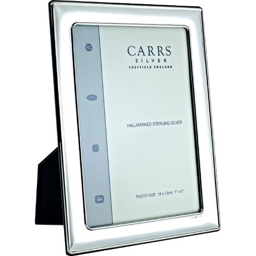 Carrs Silver Photo Frame 7 x 5 With Wood Back can stand Portrait or Landscape