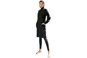 Odizli Burkini Damen Muslim Langarm Lang Tops+Schwimmhose+Badekappe 3tlg Islamisch Schwimmanzug Ganzkörper Modest Bademode