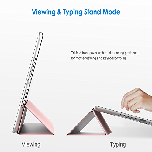 JETech iPad Air 2 Hülle Schutzhülle Etui Tasche Abdeckung Ledertasche mit Durchschaubar Rückseite für Apple iPad Air2 mit Automatischen Schlaf / Wake (Roségold) – 3040D - 3