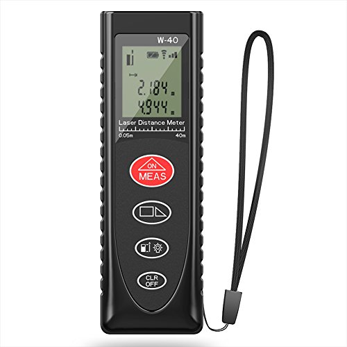 Laser Measure, Fnova 40m 131ft Mini Handheld Digital Laser Distance Meter with LCD Backlight for Distance, Area,Volume and Pythagoras theorem Measurement, Accuracy ±1.5mm 1/16 Laser Measuring Tool
