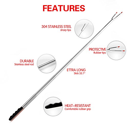 AONOKOY 5 Stücke Marschmallow Röstgabeln Grill Spieße Gabeln BBQ Marshmallow Röster Spieße Set Teleskopspieße Spieße für Kinder, 9.4-33.7 inch - 4