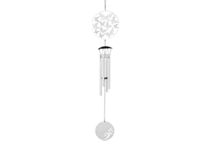 FDDE Carillon a Vento in Alluminio, Campane a Vento da Parete, Campane a Vento, Scacciapensieri da Esterno, per Esterno, Giardino, Terrazza, Decorazione per la Casa (Argento)