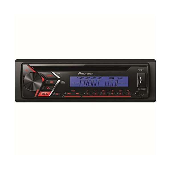 Pioneer DEH-S100UBB | 1DIN Autoradio mit roter Tastenbeleuchtung, Display blau | CD-Tuner mit RDS | MP3 | USB | AUX-Eingang | ARC App