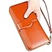 Produktbild AGOPO Schultertasche Frauen RFID Blocking Wachs Leder Clutch Wallet Card Holder Organizer Retro Damen Geldbörse (Farbe : Brown, Größe : 19 * 9.5 * 3cm)
