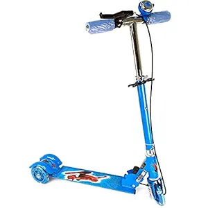 CREATIVE CREATION 3 Wheeler Foldable Kick Skating Cycle with Brake and Bell, and Height Adjustable for Boys and Girls for 3-7 Years (Multicolor)