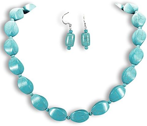 Vintage Turquoise Necklace Sterling Silver Earrings Set Gemstone Jewellery Tantric Tokyo