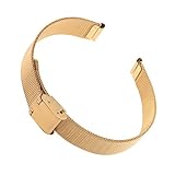MagiDeal Edelstahl Milanaise-Armbanduhr Ersatzband Doppelschließe Schnalle Uhren Zubehör - Gold 14mm