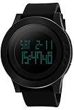 SKMEI Herren Sport Armbanduhr Digital Quarz Kalender Alarm Chronograph Countdown 5ATM wasserdicht schwarz 1142