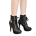 Produktbild Stiefel Damen Boots Schnürstiefel High heel Schuhe Mode Frauen Stiefeletten Leder Lace-up Plateaustiefel Hochhackigen Elegant Stiefel