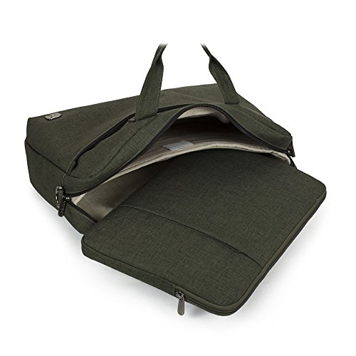 Caison Wasserdicht Laptop Tragen Handtasche Computer Schulter Messenger Kreuzkörper Tasche Bag fuer 12.5″ 13.3″ 14″ Zoll Computer (Militärgrün) - 5