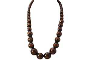 COLORFUL BLING Ethnic Natural Wood Beads Necklace for Men Women Africa Wooden Chain Chunky Strand Necklace Statement Hip Hop Jewelry