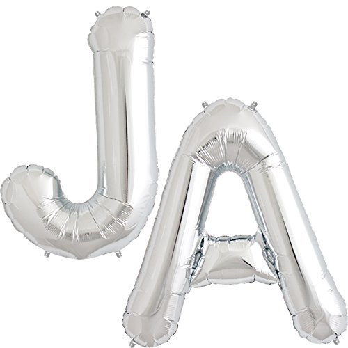 XXL Folienballon Buchstabenset „JA“, silber – Luftballons im Metallic-Look für die Hochzeitsdeko - 2