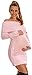 Happy Mama Women's Maternity Bardot Knitted Jumper Dress Pullover Sweater. 913p (Powder Pink, 10/14)