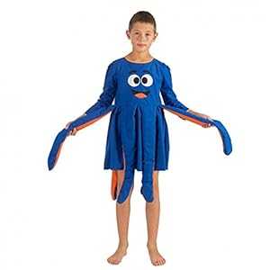 Krause & Sohn Traje infantil pulpo azul, talla 116 y 128, medusas pulpo carnaval animal marino