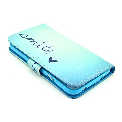 Samsung Galaxy S5 S5 Neo Custodia a Libro di NALIA, Flip-Cover Portafoglio Sottile Wallet Case Protettiva Ecopelle Vegan, Protezione per Cellulare Bumper per Telefono - Smile Heart Edition