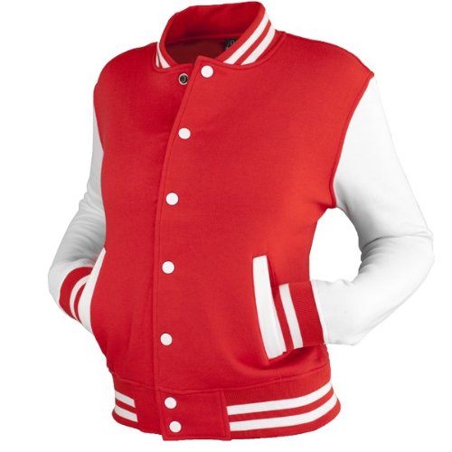 Urban Classics Ladies 2-Tone College Sweatjacket in 6 Farben, Gre:M;Farbe:red/wht