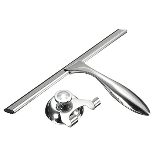 Edelstahl Duschabzieher, Fensterwischer, Handheld Fenster Dusche Scheibenwischer mit Halter, Glas Reiniger Abzieher für geflieste Flächen, Spiegel, Dusche Tür Typ B - 2