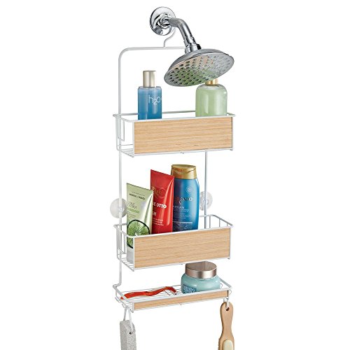 InterDesign 90770EU RealWood Dusch Caddy, Holz, weiß / helles Holz, 26,67 x 10,16 x 63,5 cm - 3