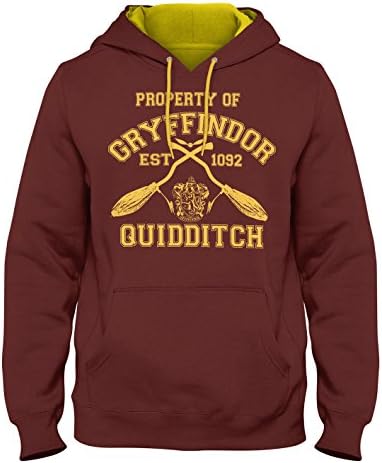 Property Of Gryffindor Quidditch Team Hooded 2 Tone College SweatShirt Jumper Harry Potter Hogwarts Support Retail Quality